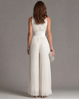 Zaria | Pleated Halter Neck Wide Leg Jumpsuit