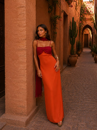Valentina | Two-Tone Draped Long Dress