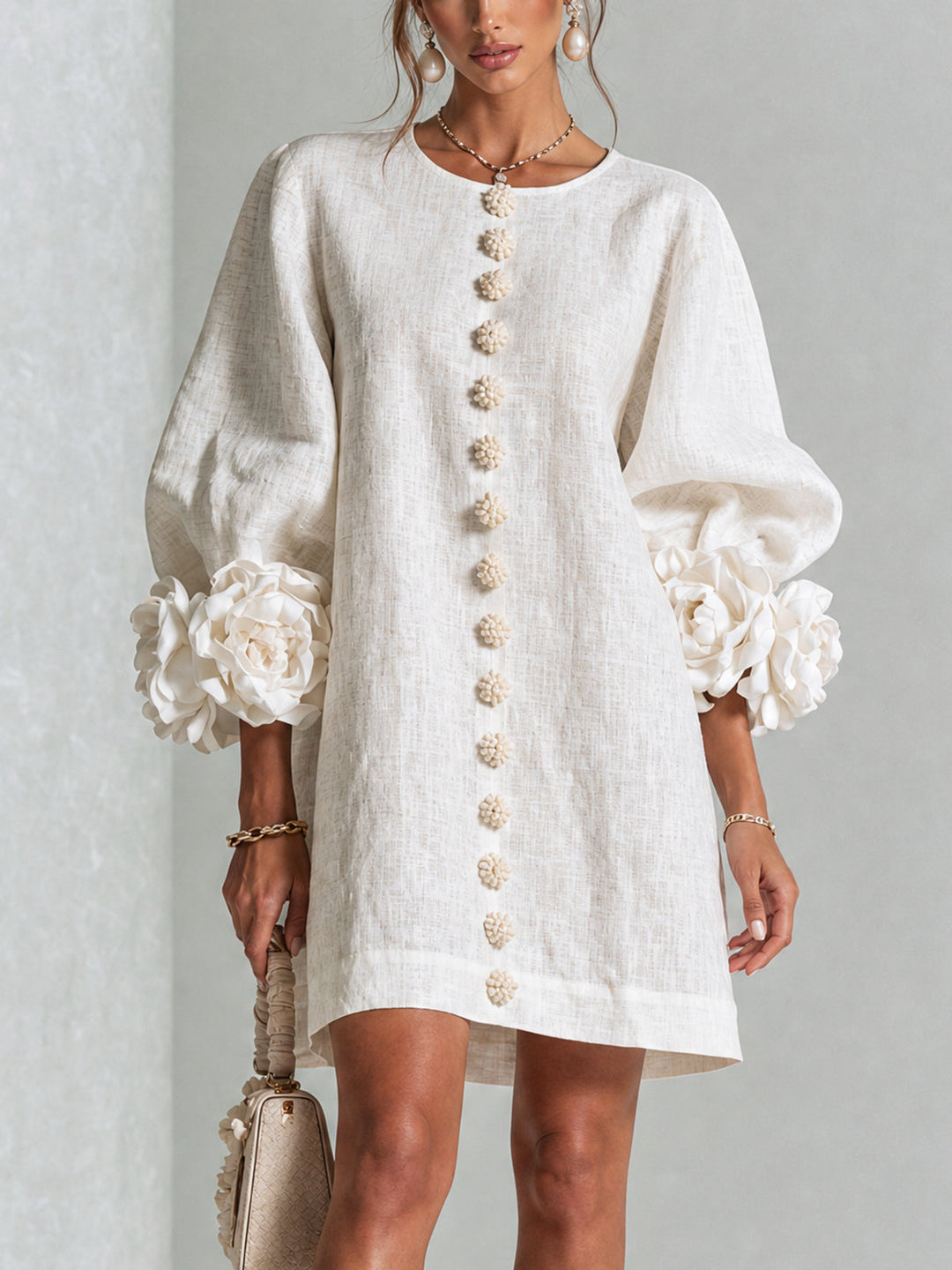CELESTINE | FLORAL BUTTON-FRONT MINI DRESS