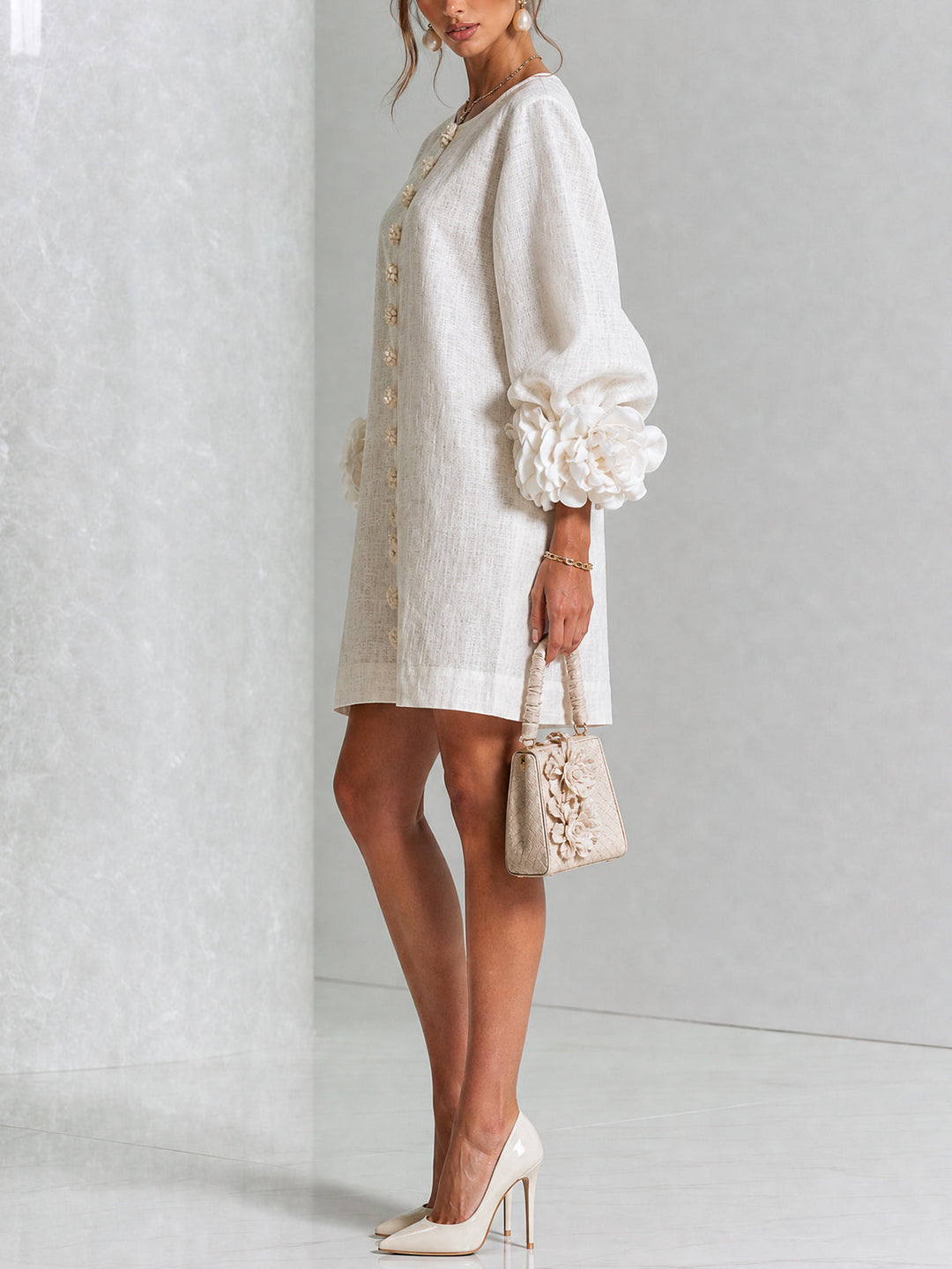 CELESTINE | FLORAL BUTTON-FRONT MINI DRESS