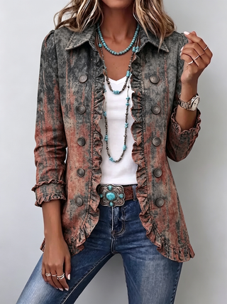 Nicole | Textured Gradient Frill Jacket